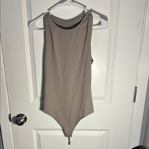Abercrombie Seamless Fabric Crew Tank Bodysuit Taupe